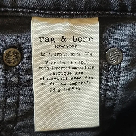 Rag & Bone High Rise Skinny Jeans Distressed Knees/Raw Hem Dark Gray Siz… - Picture 12 of 13